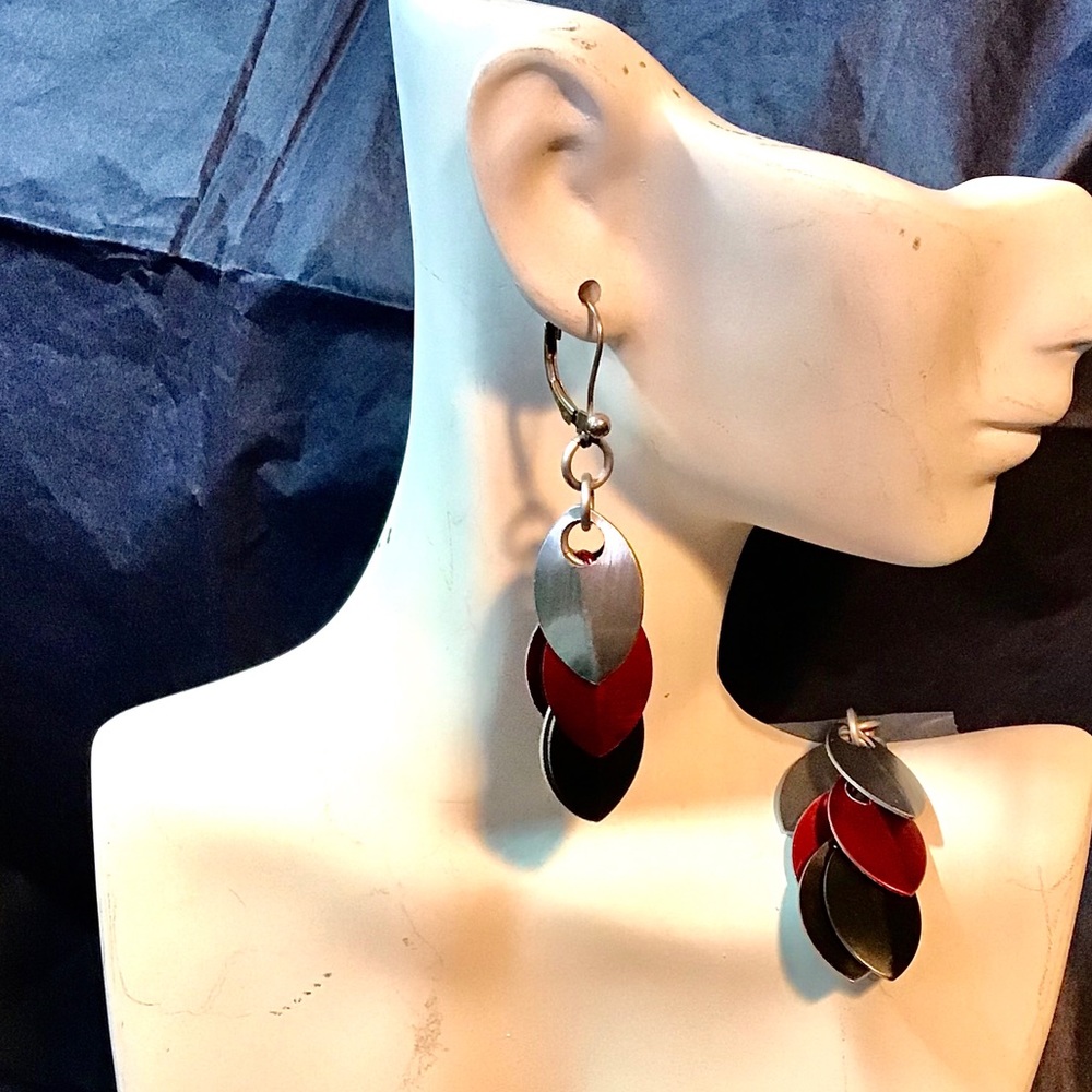 Handcrafted Scale Maille style earrings